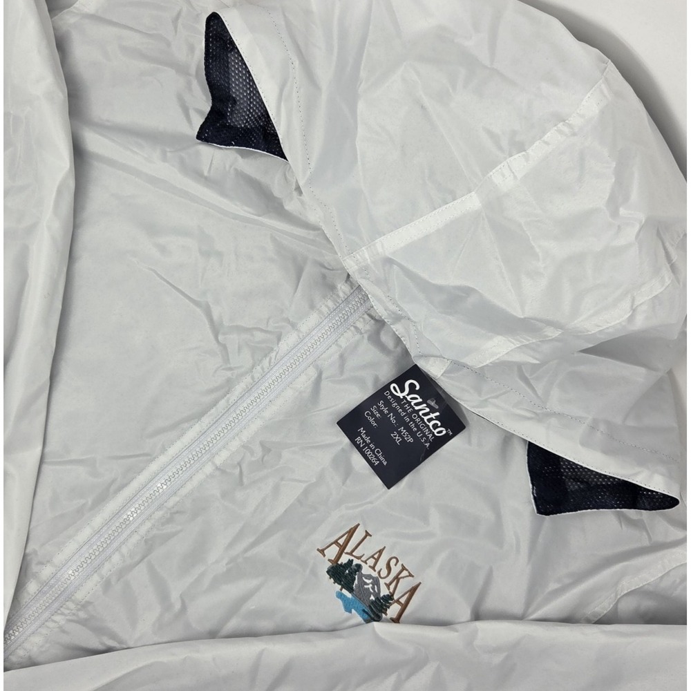 NEW Santco Alaska Jacket Mens 2XL‎ White Hooded Windbreaker Water Resistant NWT